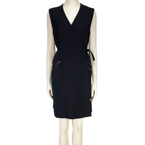 LIDA BADAY 100% Wool Designer Adjustable Wrap‎ Office Black Dress sz M - Picture 4 of 15